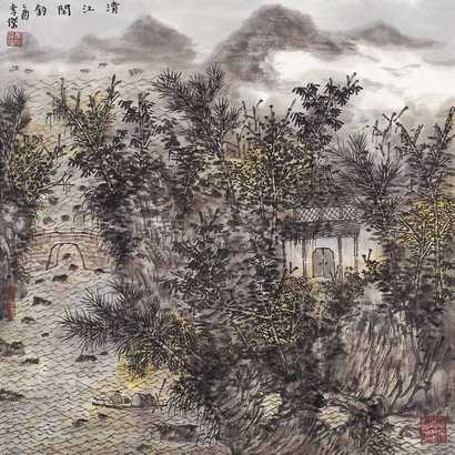 李杰 2005年作 清江闲钓 镜心